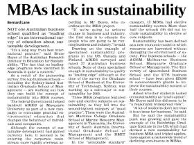 MBAs lack in sustainability - The Australian 29 June 2005