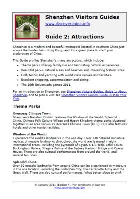Shenzhen Visitors Guides, Guide 2 - Shenzhen Attractions
