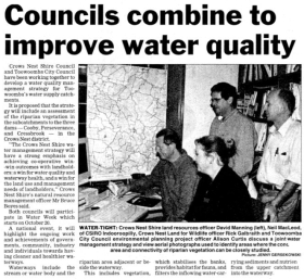 Councils combine to improve water quality (Media article, Toowoomba Chronicle)