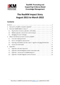 The RealKM Impact Story August 2015 to March 2022