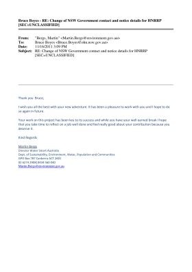 Email from Martin Bergs, Director, Water Smart Australia