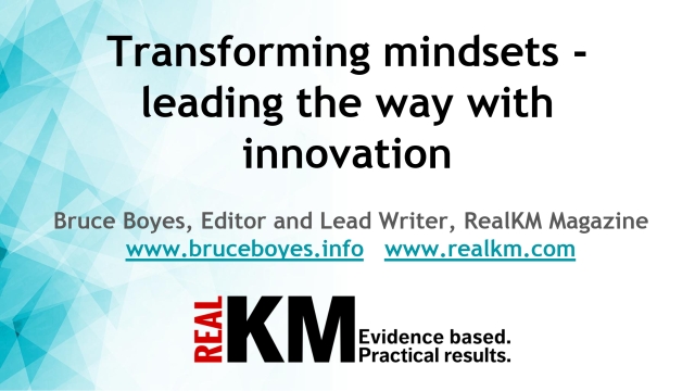 Transforming mindsets – leading the way with innovation (KMSG18 masterclass)