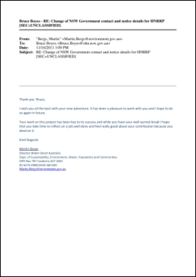 Email from Martin Bergs, Director, Water Smart Australia