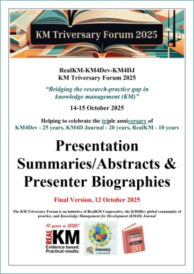 KM Triversary Forum Presentation Summaries/Abstracts & Presenter Biographies