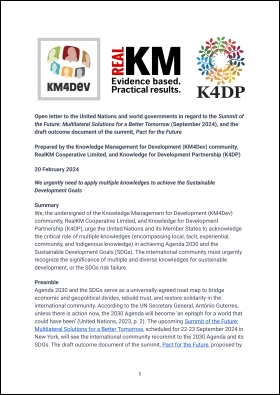 Open letter to United Nations and world governments in regard to Summit of the Future and Pact for the Future